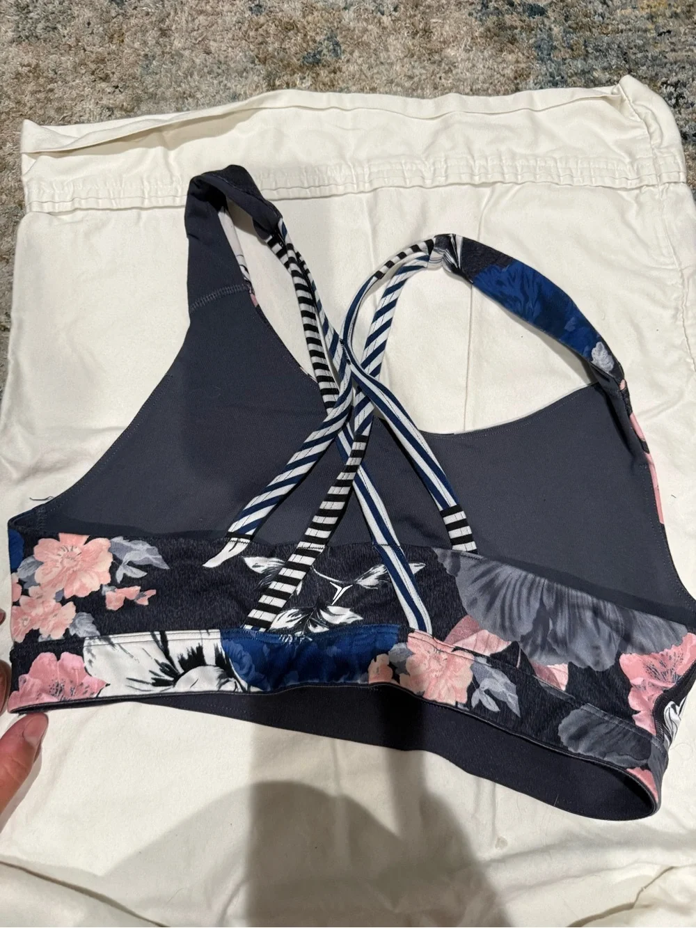 Old Navy Navy Floral One-Piece Bodysuit with Pink Accents